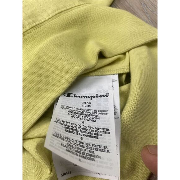 Champion‎ Jacket Pullover 1/2 Zip Windbreaker Large Lime & green- Hooded Ripstop - Picture 8 of 11